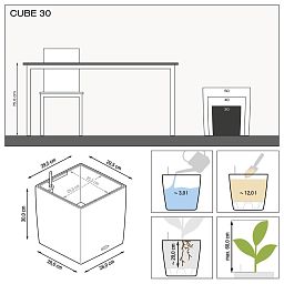 LECHUZA CUBE Square Poly Resin Self-watering Planter