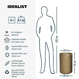 IDEALIST Lite Tall Round Metallic Indoor Planter