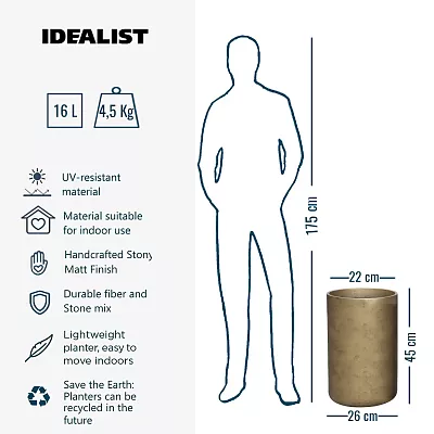 IDEALIST Lite Tall Round Metallic Indoor Planter