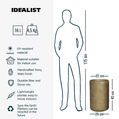 IDEALIST Lite Tall Round Metallic Indoor Planter