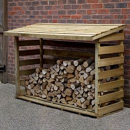 Outdoor Wooden Pent Log Store by Forest Garden