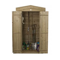 Installed Outdoor Pressure Treated Wooden Overlap Apex Tall Garden Store by Forest Garden