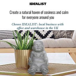 IDEALIST Lite Resting Baby Monk Grey Indoor and Outdoor Statue L31 W22.5 H26 cm