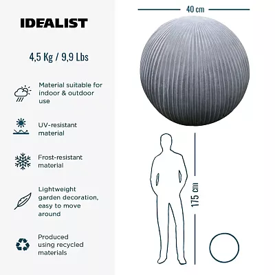 IDEALIST Lite Vertical Ribbed Outdoor Garden Decorative Ball