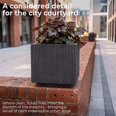 IDEALIST Lite Vertical Ribbed Square Effect Outdoor Planter