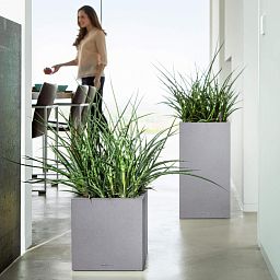 LECHUZA CANTO Stone High Square Tall Poly Resin Self-watering Planter