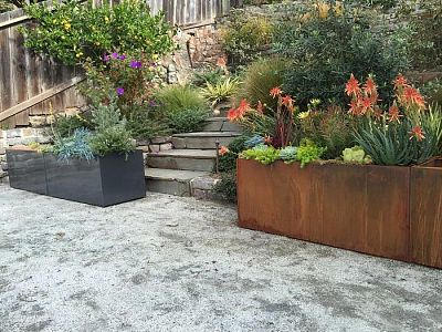 Andes Outdoor Corten Steel Trough Planter