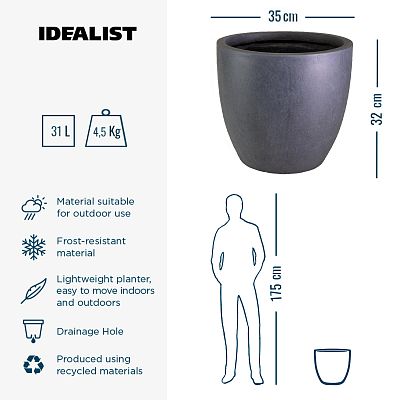 IDEALIST Lite Contemporary Light Concrete Egg Planter