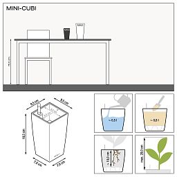LECHUZA CUBI Square Poly Resin Indoor Self-watering Planter