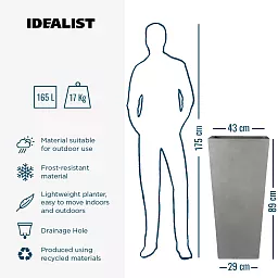 IDEALIST Lite Tall Tapered Contemporary Light Concrete Planter