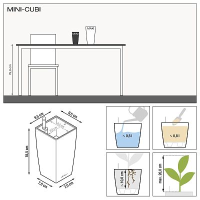 LECHUZA CUBI Square Poly Resin Indoor Self-watering Planter