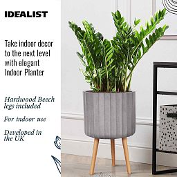 IDEALIST Lite Modern Ribbed Cylinder Planter on Legs, Round Pot Plant Stand Indoor