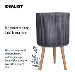 IDEALIST Lite Ribbed Cylinder Planter on Legs, Round Pot Plant Stand Indoor