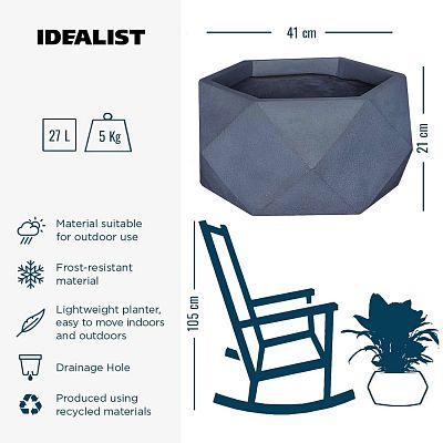 IDEALIST Lite Faceted Effect Bowl Planter Indoor Plant Pot