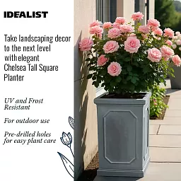 IDEALIST Lite Faux Lead Chelsea Light Concrete Tall Square Planter