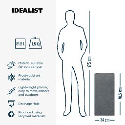 IDEALIST Lite Textured Concrete Effect Tall Square Outdoor Planter