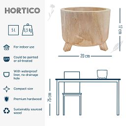 HORTICO GROWER Wooden House Planter with Legs, Indoor Plant Pot Stand with Waterproof Liner