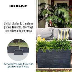 IDEALIST Lite Ribbed Light Concrete Trough Planter