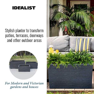 IDEALIST Lite Ribbed Light Concrete Trough Planter