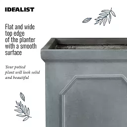 IDEALIST Lite Faux Lead Chelsea Light Concrete Tall Square Planter
