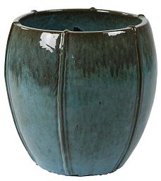 Ceramic Round Lined Glossy Planter Pot In/Out