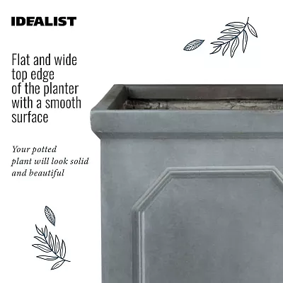 IDEALIST Lite Faux Lead Chelsea Light Concrete Tall Square Planter