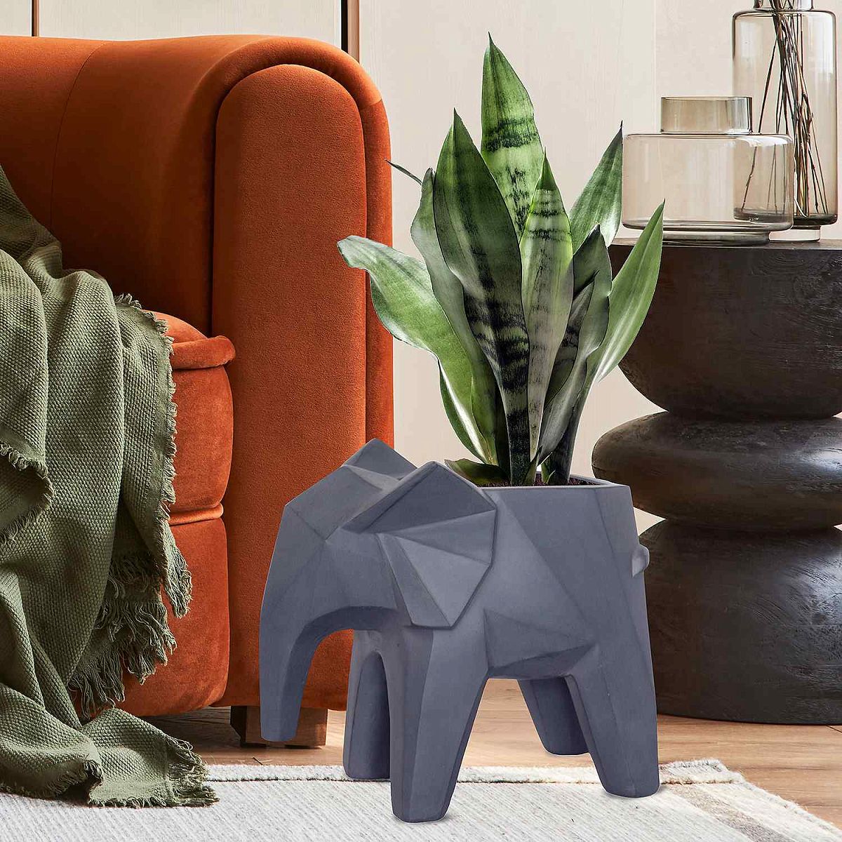 IDEALIST Lite Geometry Style Elephant Oval Plant Pot Indoor