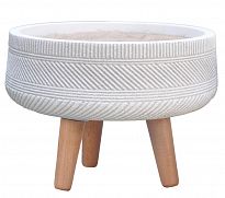 IDEALIST Lite Striped Tray White Planter with Legs, Round Indoor Plant...