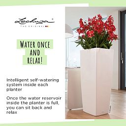 LECHUZA CUBICO Square Tall Poly Resin Self-watering Planter