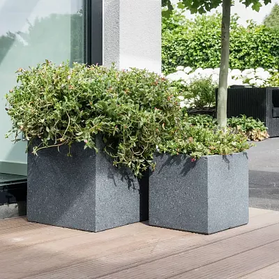 IDEALIST Lite Textured Concrete Effect Square Outdoor Planter