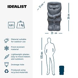 IDEALIST Lite Gnome with a Shovel Oval Plant Pot Outdoor