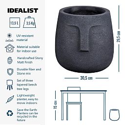 IDEALIST Lite Textured Concrete Effect Oval Indoor Face Pot