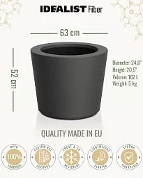 HALO Tapered Round Outdoor Fiberglass Planter