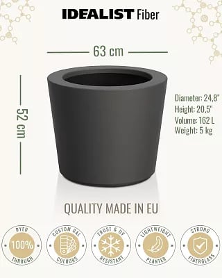 HALO Tapered Round Outdoor Fiberglass Planter
