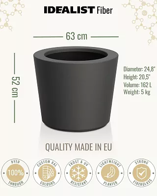 HALO Tapered Round Outdoor Fiberglass Planter