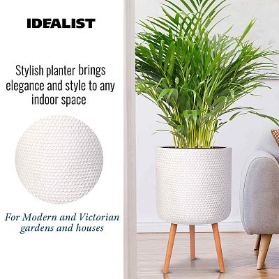 IDEALIST Lite Honeycomb Style Cylinder Planter on Legs, Round Pot Plant Stand Indoor