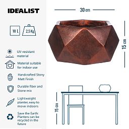 IDEALIST Lite Faceted Effect Bronze Bowl Planter Indoor Plant Pot