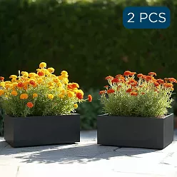 IDEALIST Lite Contemporary Light Concrete Trough Planter Set