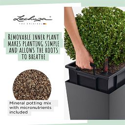 LECHUZA CUBICO ALTO Square Tall Poly Resin Self-watering Planter