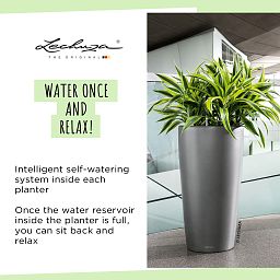 LECHUZA Rondo Round Tall Poly Resin Self-watering Planter