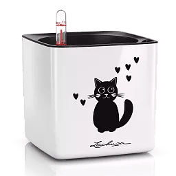 LECHUZA CUBE Glossy Cat Square Poly Resin Indoor Self-watering Planter