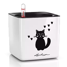 LECHUZA CUBE Glossy Cat Square Poly Resin Indoor Self-watering Planter