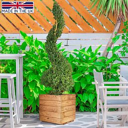 Rustic Scandinavian Redwood Square Outdoor Open Planter Made in UK by HORTICO