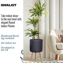 IDEALIST Lite Modern Ribbed Cylinder Planter on Legs, Round Pot Plant Stand Indoor