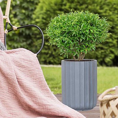 IDEALIST Lite Modern Ribbed Cylinder Round Outdoor Planter