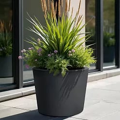 HALO Tapered Round Outdoor Fiberglass Planter