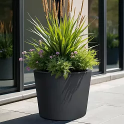 HALO Tapered Round Outdoor Fiberglass Planter