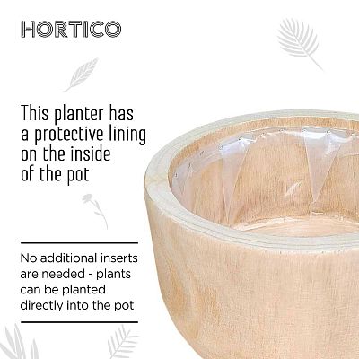 HORTICO GAIA Wooden House Planter with Legs, Tall Indoor Plant Pot Stand with Waterproof Liner