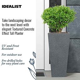 IDEALIST Lite Textured Concrete Effect Tall Tapered Outdoor Planter