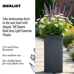 IDEALIST Lite Tall Square Contemporary Light Concrete Planter Set
